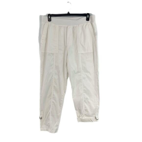 Soft Surroundings Medina Pants Womens Size XL White Pockets Roll Tab Hem Comfort - Picture 2 of 12